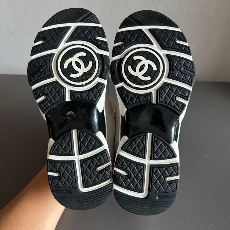 Chanel香奈兒粉色毛呢雙c熊貓運動鞋 36碼-6