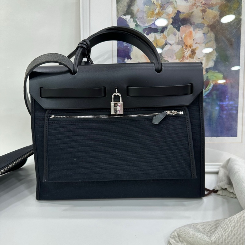 Hermes 愛馬仕 herbag 31 黑銀 T刻-1