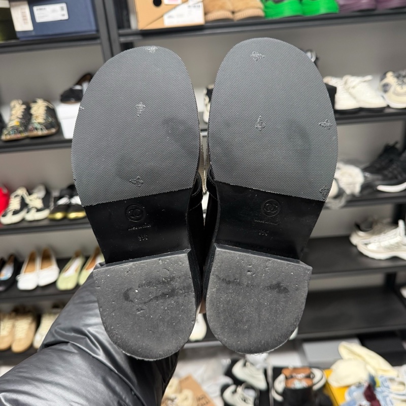 Chanel 24B熊貓黑白配色厚底樂福鞋 35碼-7