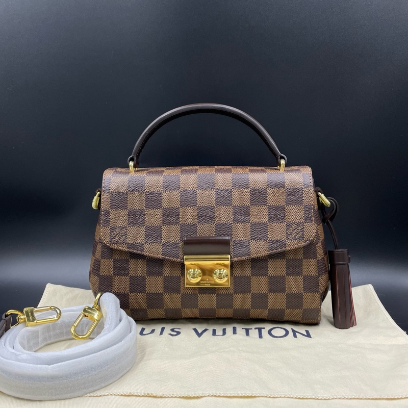 路易威登/Lv棕棋盤格流蘇斜挎包S-lock鎖扣 23*16 17年芯片-0