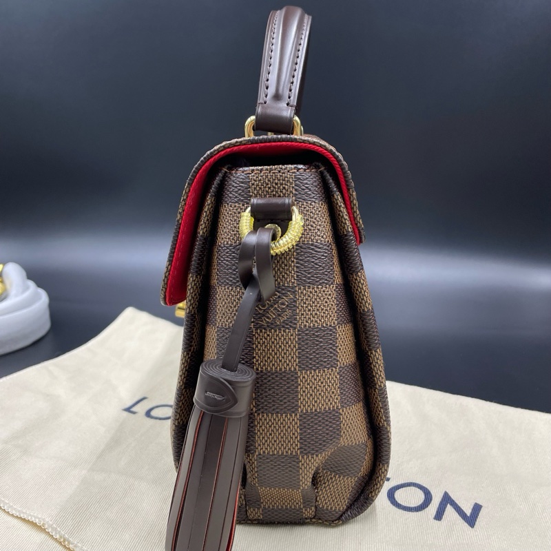 路易威登/Lv棕棋盤格流蘇斜挎包S-lock鎖扣 23*16 17年芯片-4