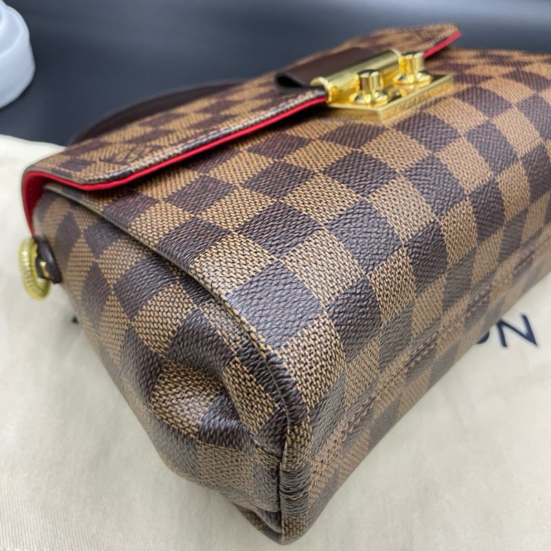 路易威登/Lv棕棋盤格流蘇斜挎包S-lock鎖扣 23*16 17年芯片-6