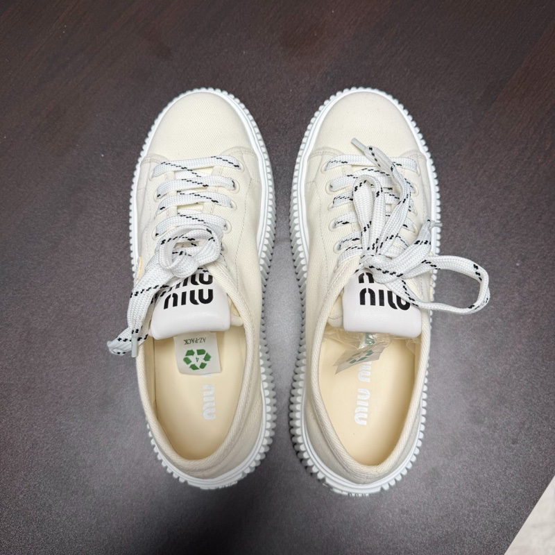 Miumiu繆繆 25s厚底新款餅乾鞋 白色 39碼-3
