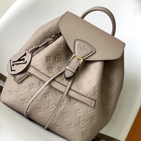 🦣Louis Vuitton路易威登 Montsouris 🐘大象灰牛皮壓紋後背包雙肩包