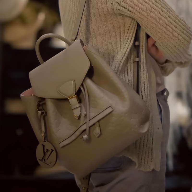 🦣Louis Vuitton路易威登 Montsouris 🐘大象灰牛皮壓紋後背包雙肩包-2