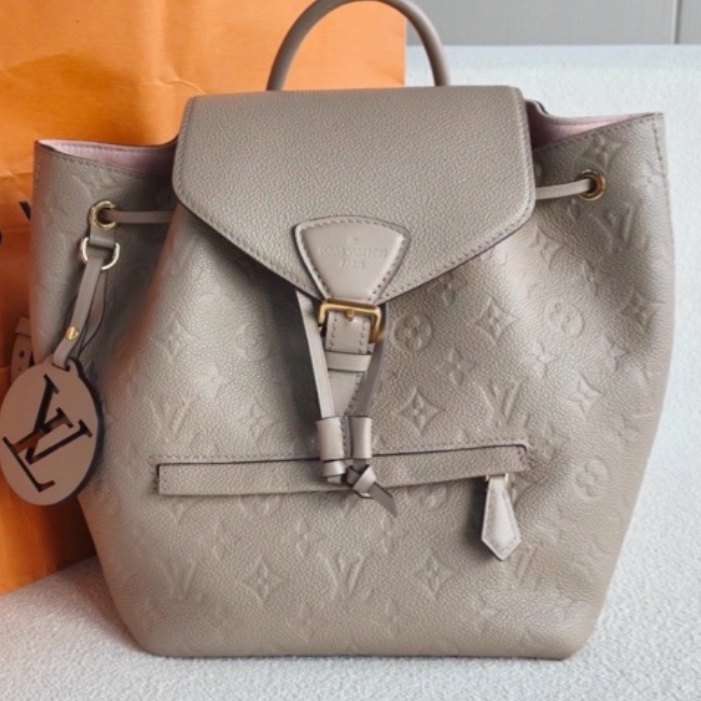 🦣Louis Vuitton路易威登 Montsouris 🐘大象灰牛皮壓紋後背包雙肩包-10