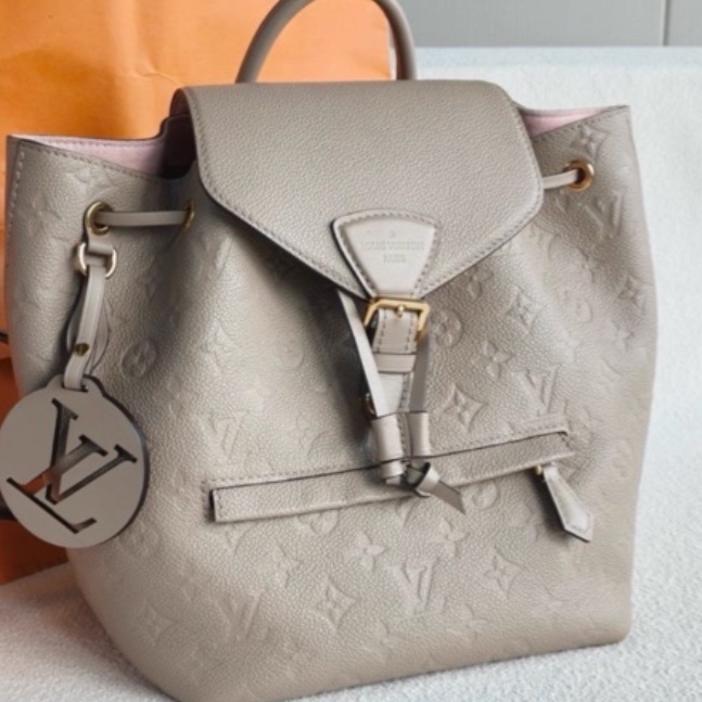 🦣Louis Vuitton路易威登 Montsouris 🐘大象灰牛皮壓紋後背包雙肩包-12