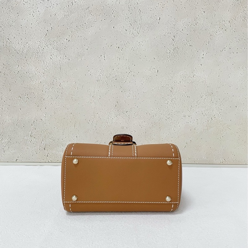 Delvaux mini brilliant 焦糖白線-4