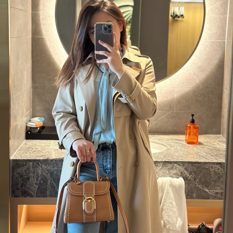 Delvaux mini brilliant 焦糖白線-5