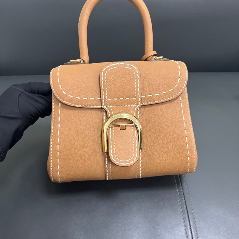 Delvaux mini brilliant 焦糖白線-6