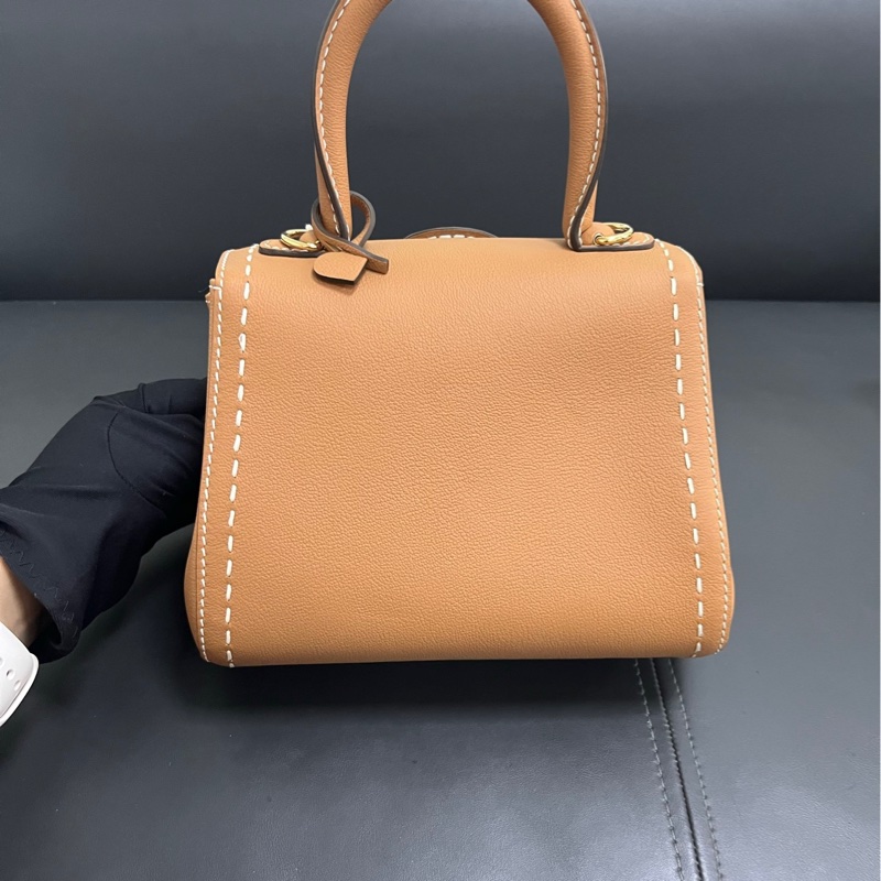 Delvaux mini brilliant 焦糖白線-7