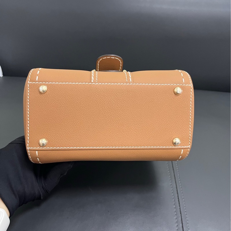 Delvaux mini brilliant 焦糖白線-10