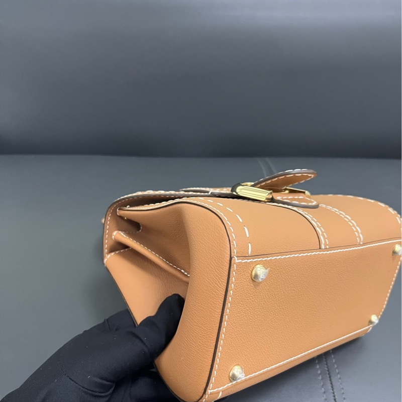 Delvaux mini brilliant 焦糖白線-11
