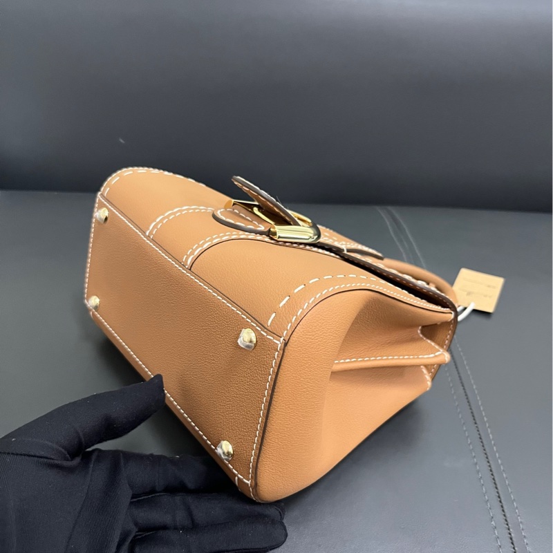 Delvaux mini brilliant 焦糖白線-12