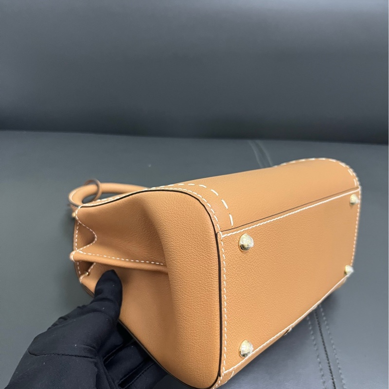 Delvaux mini brilliant 焦糖白線-13