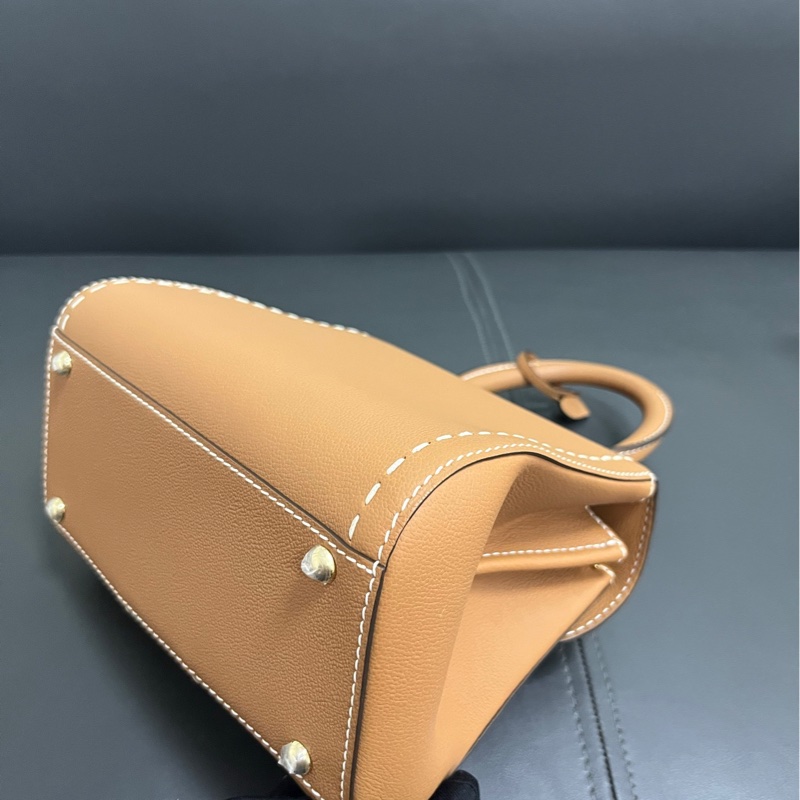 Delvaux mini brilliant 焦糖白線-14
