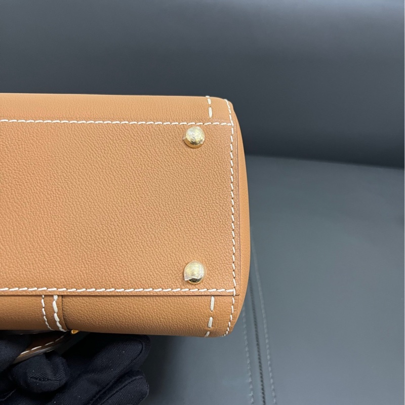 Delvaux mini brilliant 焦糖白線-15