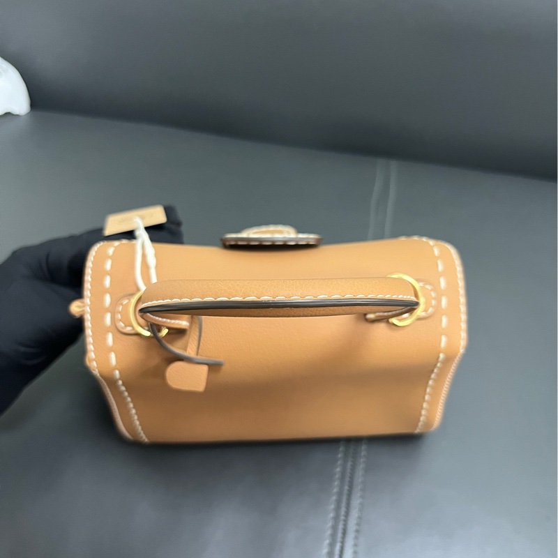 Delvaux mini brilliant 焦糖白線-18