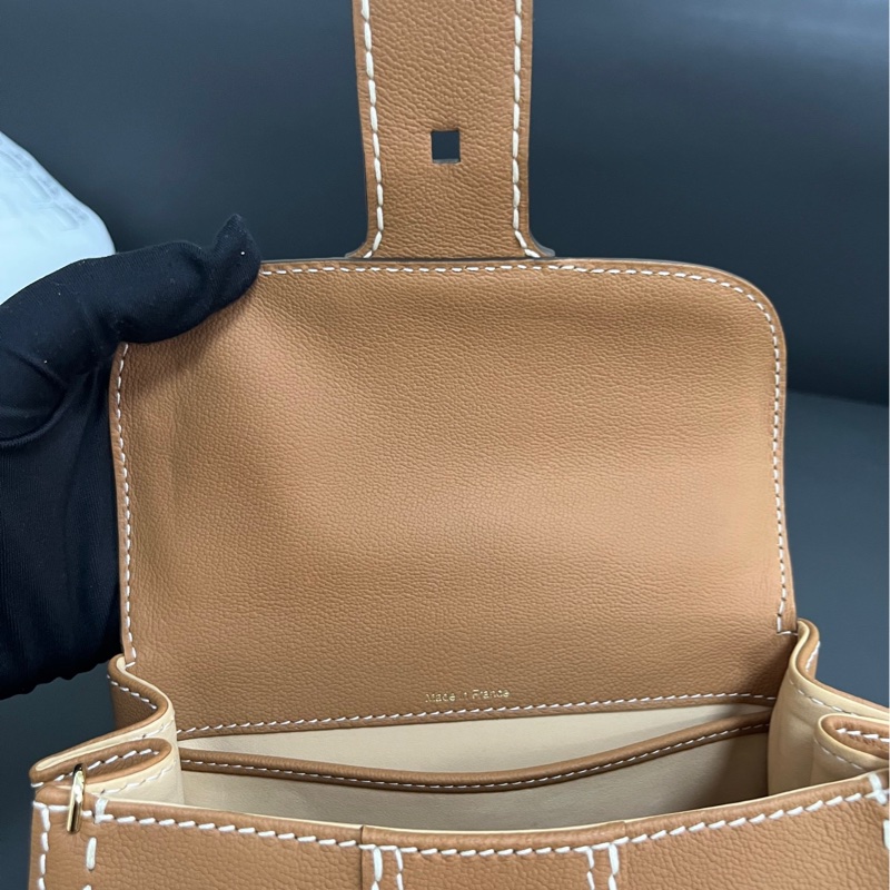 Delvaux mini brilliant 焦糖白線-21