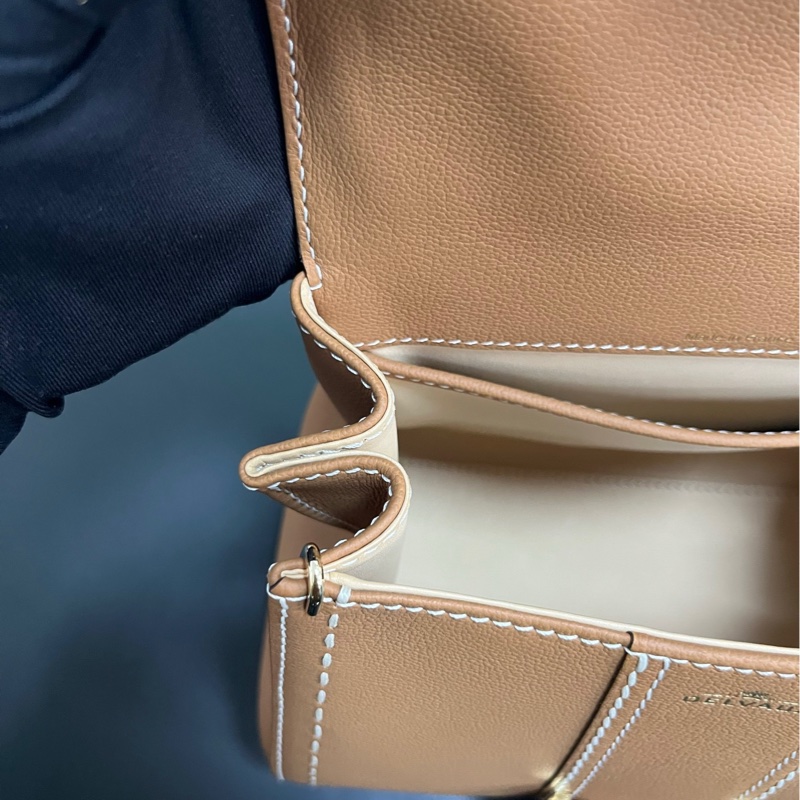 Delvaux mini brilliant 焦糖白線-23