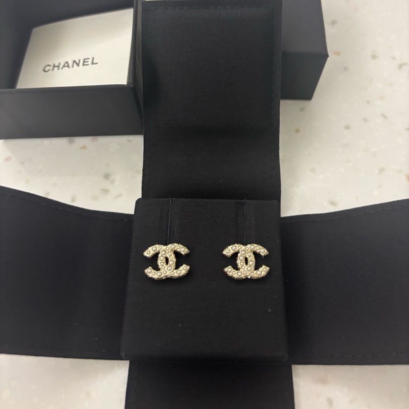 全新 Chanel 經典珍珠雙C耳針耳環!-4