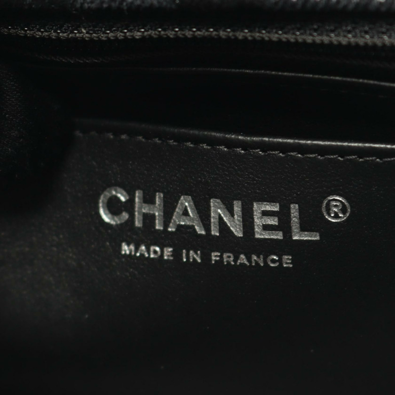 香奈兒迷你絎縫20鏈條肩背斜背包，牛仔灰黑色，銀色五金，二手-3