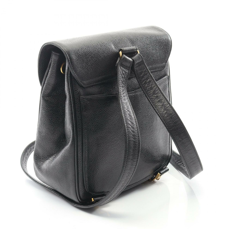 香奈兒 COCO Mark 雙肩包,黑色小牛皮,二手,女士款,金色五金-1