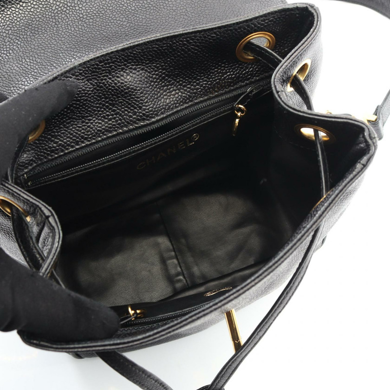香奈兒 COCO Mark 雙肩包,黑色小牛皮,二手,女士款,金色五金-2