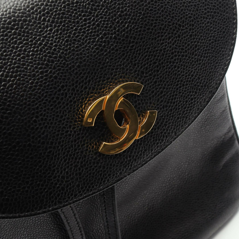 香奈兒 COCO Mark 雙肩包,黑色小牛皮,二手,女士款,金色五金-9