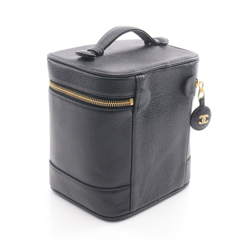 香奈兒 COCO 標誌手提包，粒面小牛皮，黑色，金色五金，二手，女士 CC-1