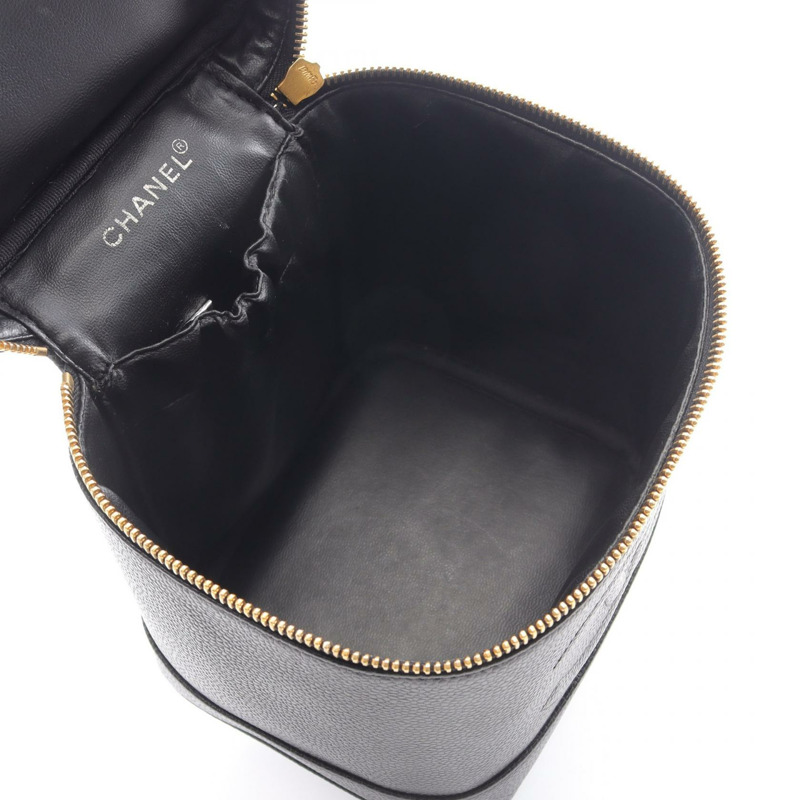 香奈兒 COCO 標誌手提包，粒面小牛皮，黑色，金色五金，二手，女士 CC-2