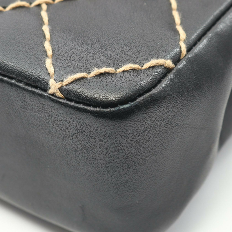 香奈兒 (CHANEL) 野性縫線鏈條肩背包 A14687 黑色皮革 GHW 二手 女士 CC-5