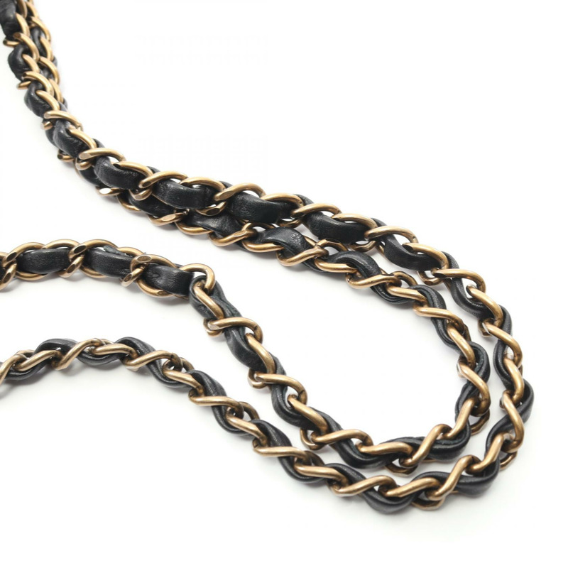 香奈兒 (CHANEL) 野性縫線鏈條肩背包 A14687 黑色皮革 GHW 二手 女士 CC-9