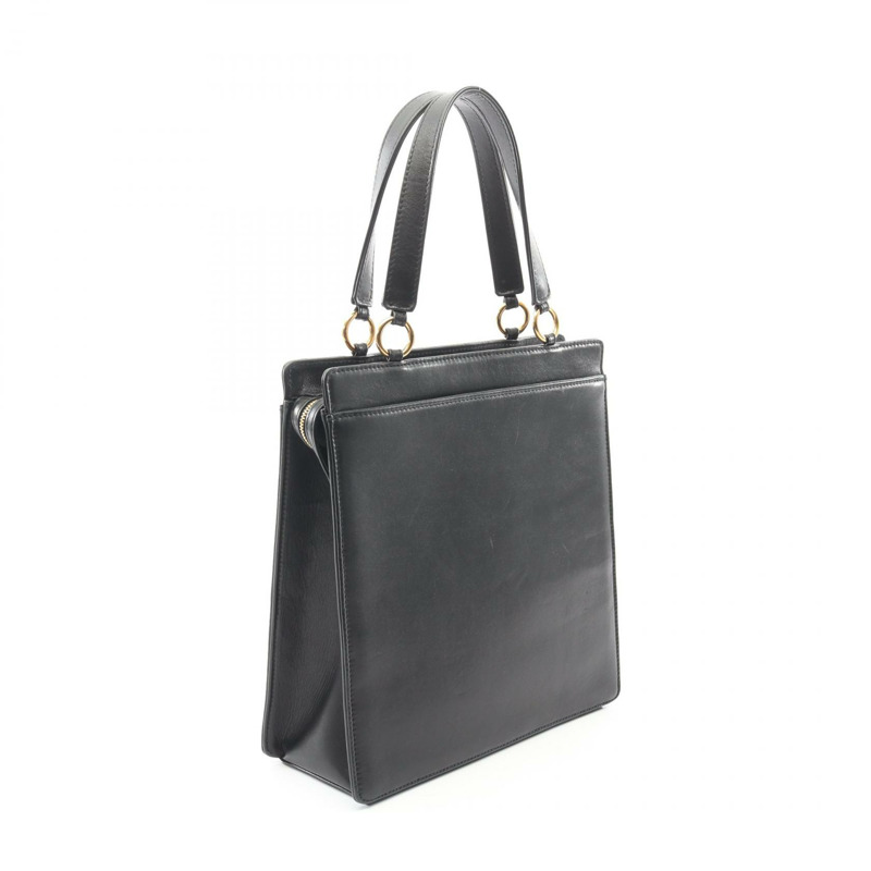 香奈兒黑色羊皮手提包，二手女款，金色五金配件-1