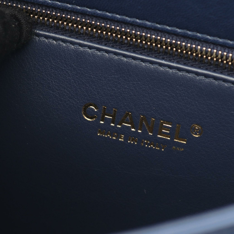 CHANEL Matelasse 31 RUE CAMBON 鏈條單肩斜背包皮革海軍藍 GHW CC-4