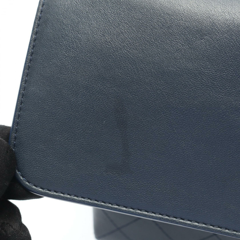 CHANEL Matelasse 31 RUE CAMBON 鏈條單肩斜背包皮革海軍藍 GHW CC-6