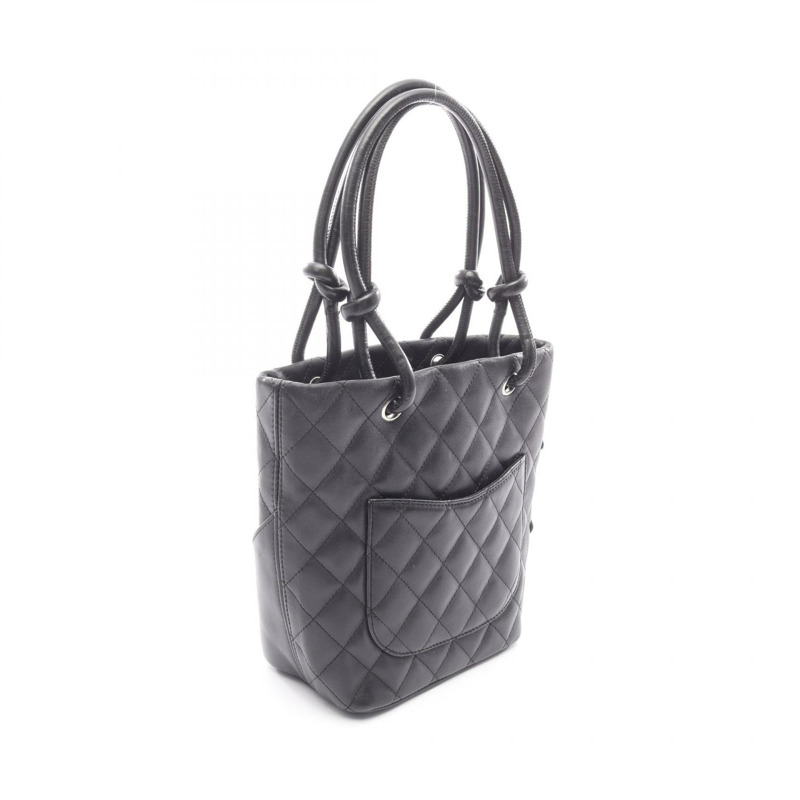 香奈兒 Cambon 系列小號手提包，黑色皮革，二手，女士 Coco CC-1