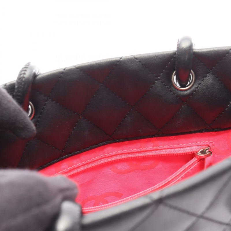 香奈兒 Cambon 系列小號手提包，黑色皮革，二手，女士 Coco CC-6