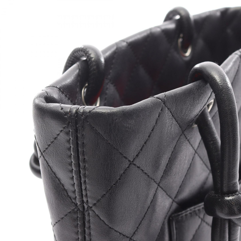 香奈兒 Cambon 系列小號手提包，黑色皮革，二手，女士 Coco CC-7