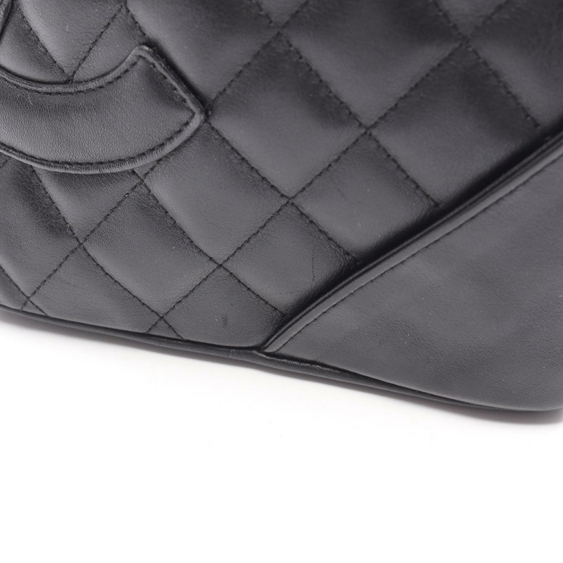 香奈兒 Cambon 系列小號手提包，黑色皮革，二手，女士 Coco CC-10