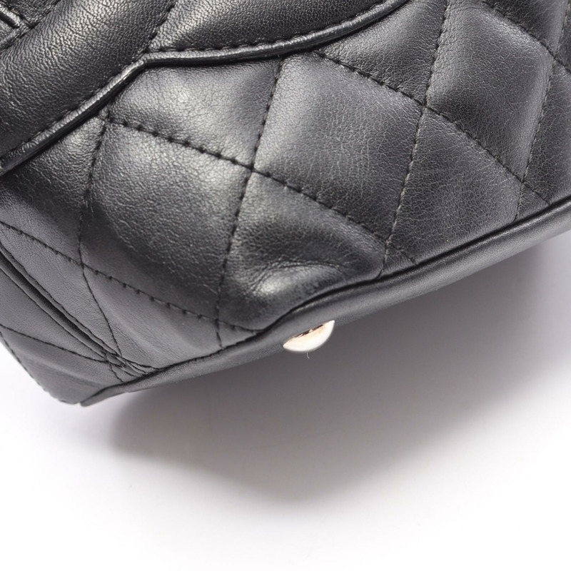 香奈兒 Cambon 系列小號手提包，黑色皮革，二手，女士 Coco CC-11