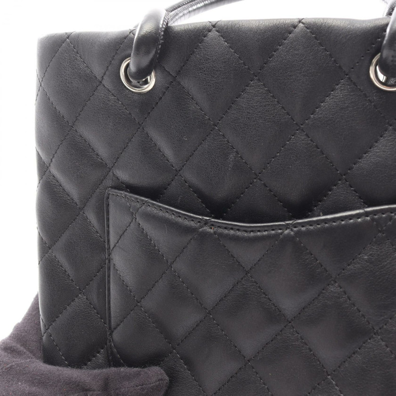 香奈兒 Cambon 系列小號手提包，黑色皮革，二手，女士 Coco CC-14