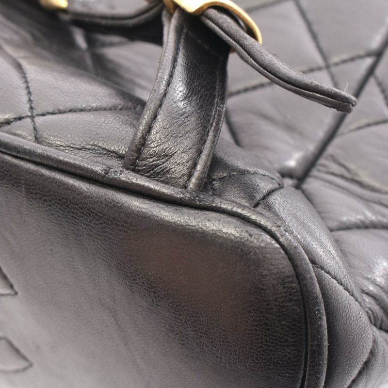 香奈兒 (CHANEL) 絎縫鏈條雙肩包,羊皮材質,黑色,金色五金,二手女款-7