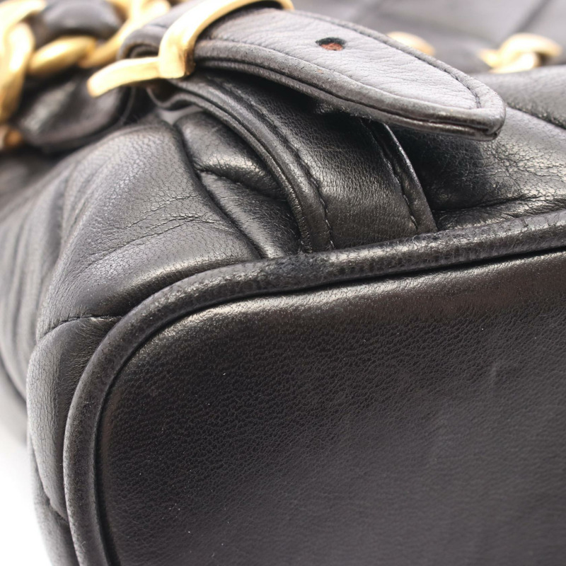 香奈兒 (CHANEL) 絎縫鏈條雙肩包,羊皮材質,黑色,金色五金,二手女款-8