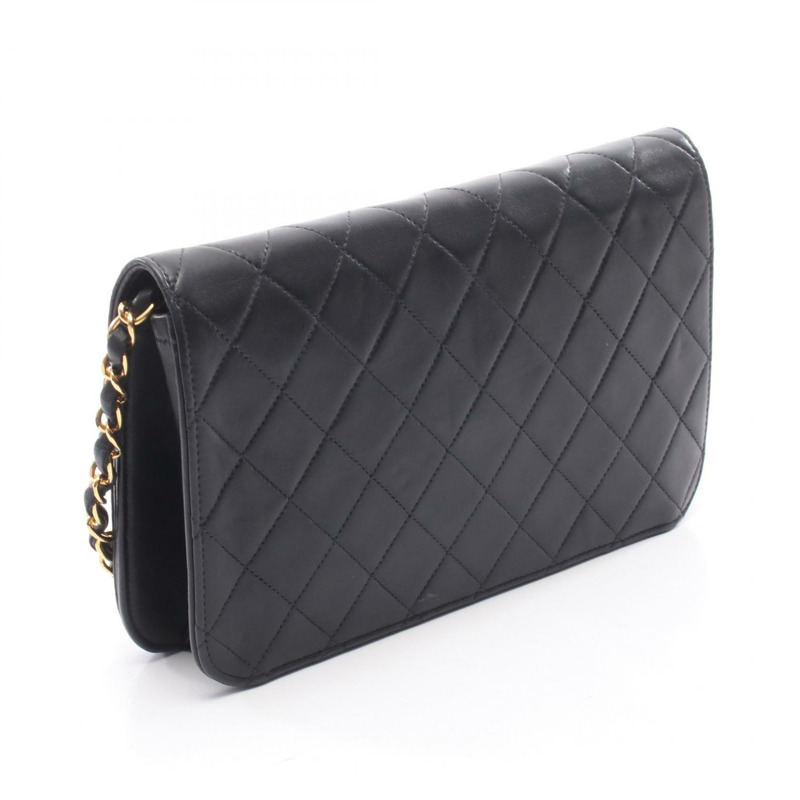 香奈兒 (CHANEL) 絎縫全翻蓋鏈條單肩包,羊皮材質,黑色,二手,女士 COCO-1