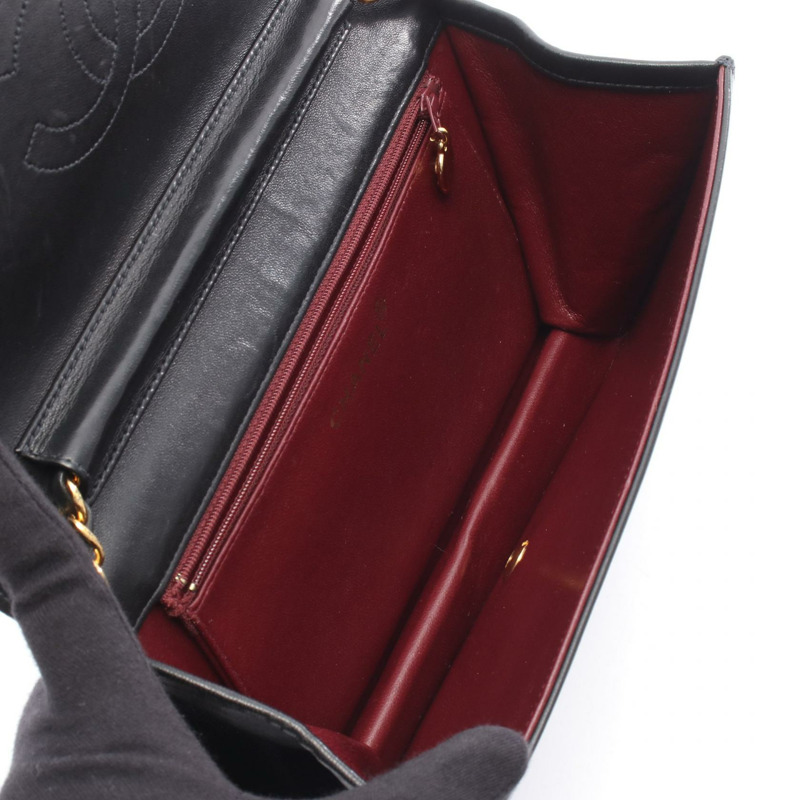 香奈兒 (CHANEL) 絎縫全翻蓋鏈條單肩包,羊皮材質,黑色,二手,女士 COCO-2