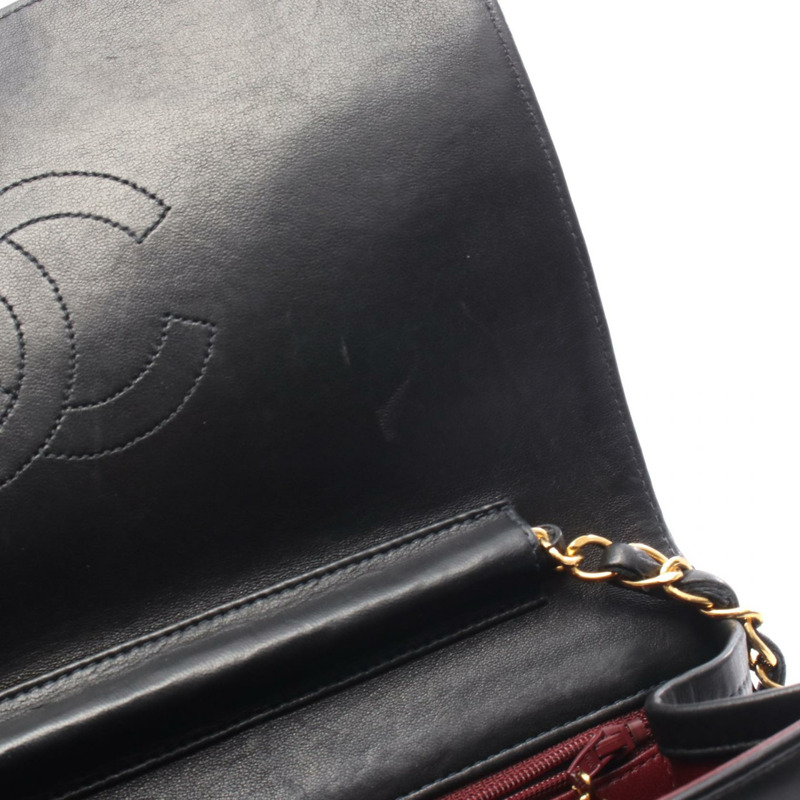 香奈兒 (CHANEL) 絎縫全翻蓋鏈條單肩包,羊皮材質,黑色,二手,女士 COCO-5
