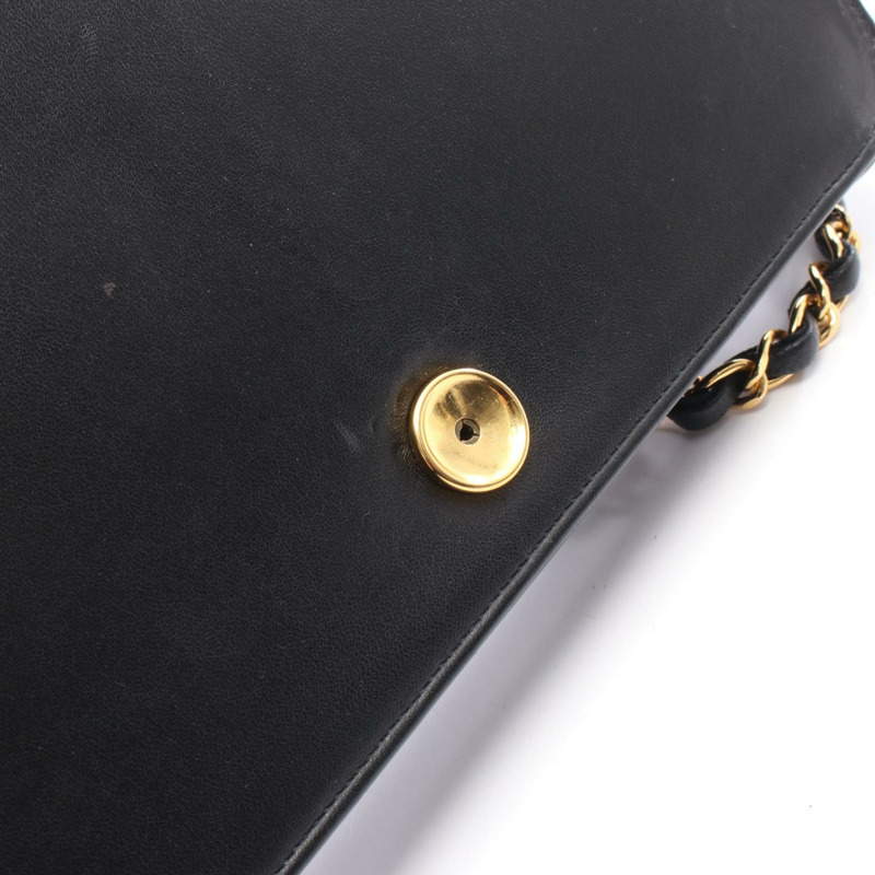 香奈兒 (CHANEL) 絎縫全翻蓋鏈條單肩包,羊皮材質,黑色,二手,女士 COCO-6