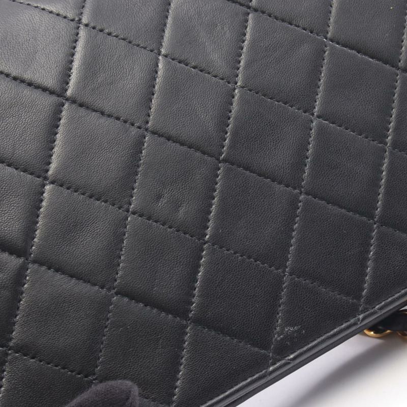 香奈兒 (CHANEL) 絎縫全翻蓋鏈條單肩包,羊皮材質,黑色,二手,女士 COCO-7