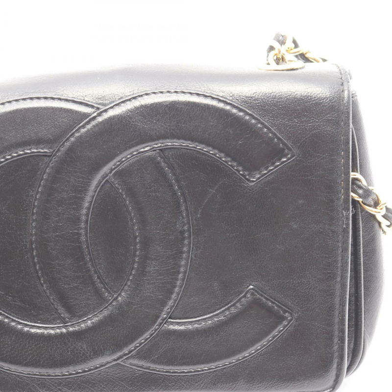 香奈兒 Jumbo COCO 標誌鏈條肩背包，羊皮材質，黑色，金色五金，二手，女士款 CC-6